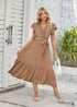 Vestido midi bohemio de encaje con escote en V y mangas voladoras Mia